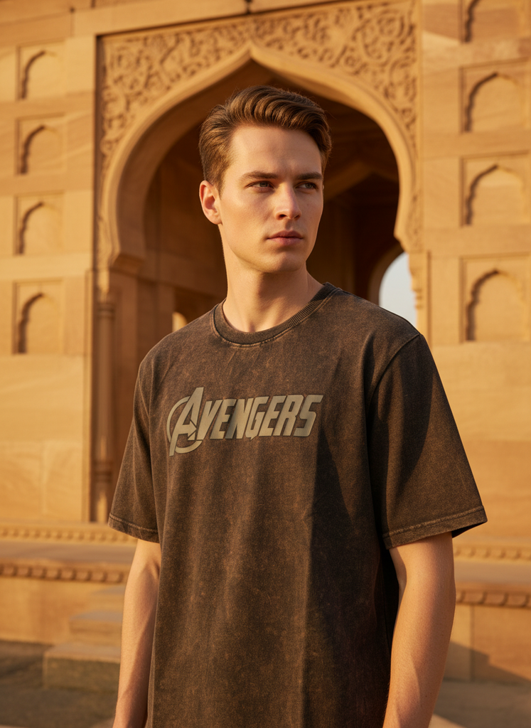 Avengers Brown washed Oversized T-shirt