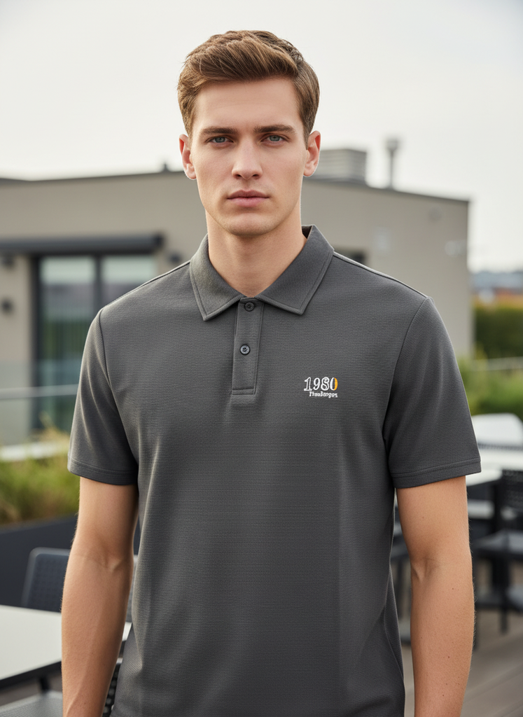 Designed Grey Collar T-shirt