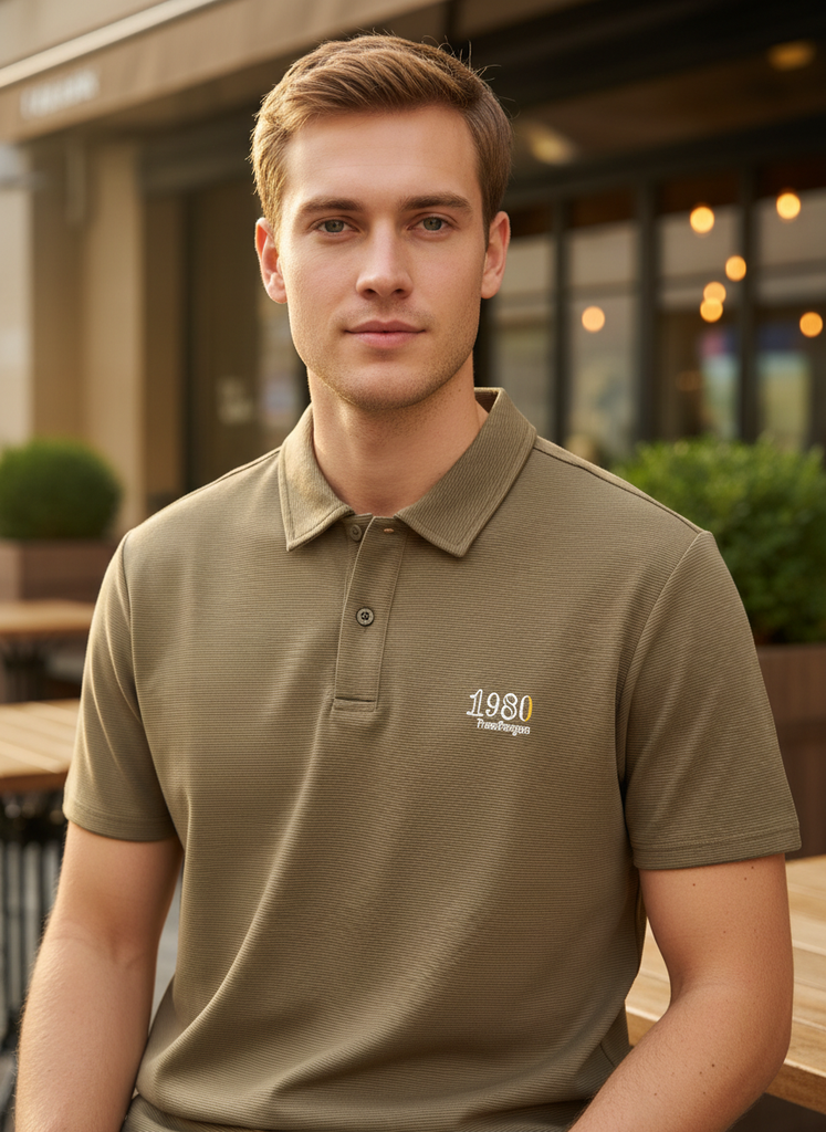 Designed Brown Collar T-shirt