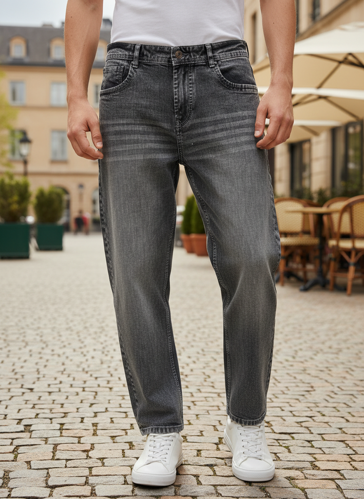 Classy Washed Black Baggy Jeans