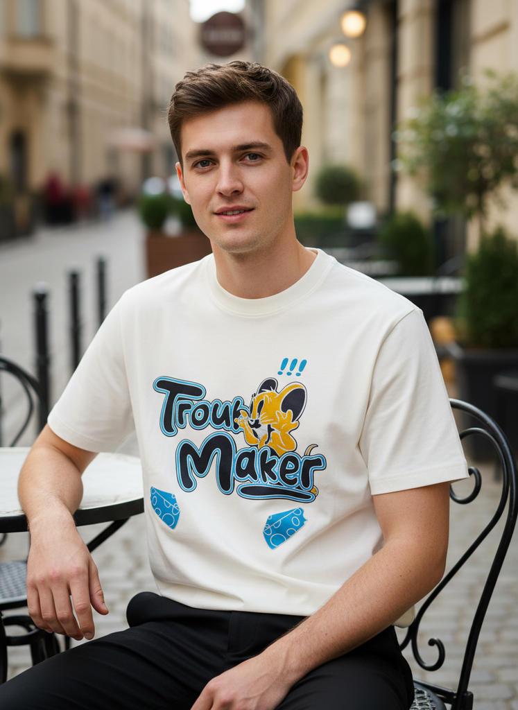 Trouble Maker White Oversized T-shirt