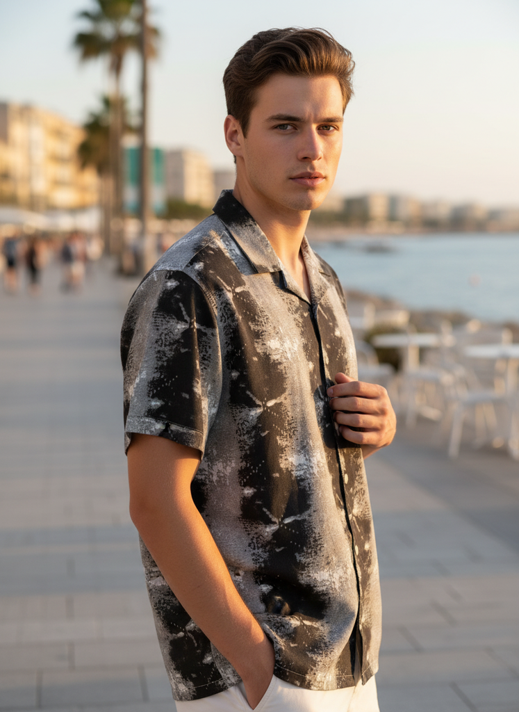 Grey Wash Printed Shirt