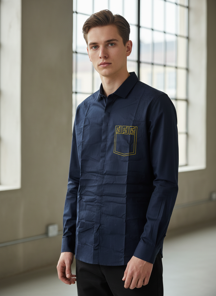 Embroidery Blue Shirt