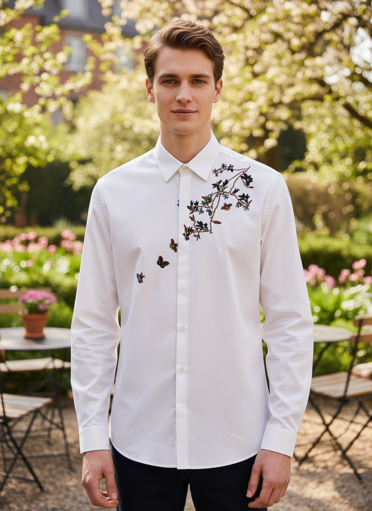 Casual Embroidery White Shirt