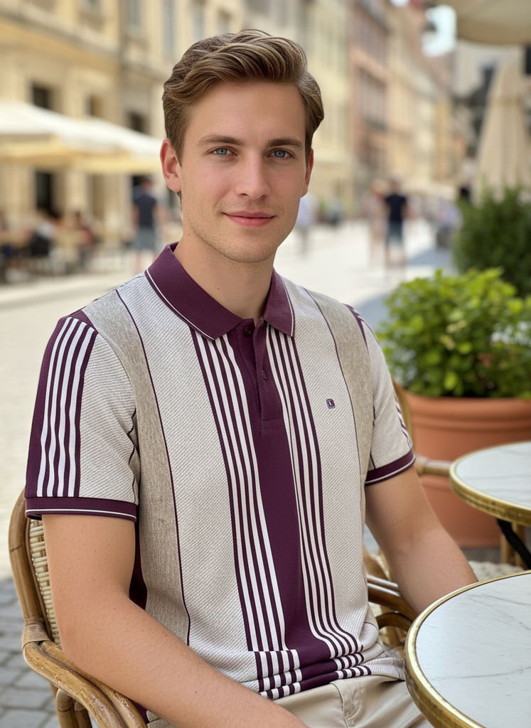 Purple Strip Collar T-shirt